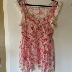 Free People Pink and White Floral Dress